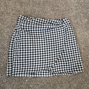Women's Gingham Wrap Style Belted Mini Skirt Small